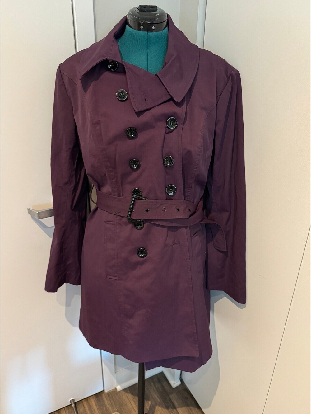New York & Co Purple double-breasted trench coat
